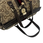 Gucci Sherry Line Horsebit Pattern Canvas Leather Velour Tote Bag Brown with Key — view 4