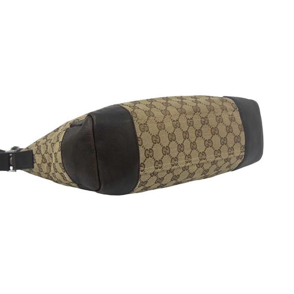 Gucci GG Pattern Logo Canvas Leather Shoulder Bag Cross Brown — view 7