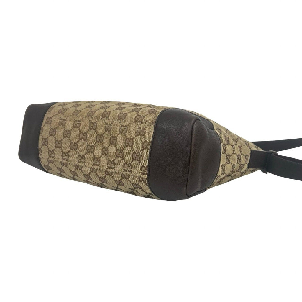 Gucci GG Pattern Logo Canvas Leather Shoulder Bag Cross Brown — view 8