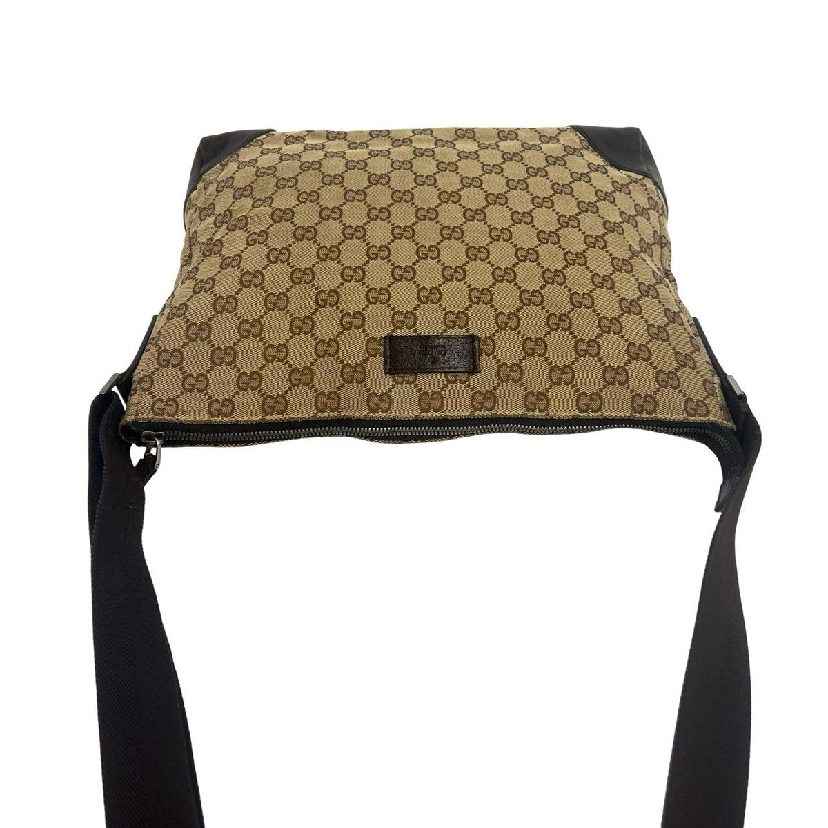 Gucci GG Pattern Logo Canvas Leather Shoulder Bag Cross Brown — view 4