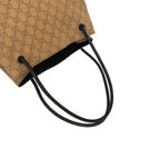 Gucci GG Pattern Logo Canvas Leather Tote Shoulder Bag Beige Brown — view 4