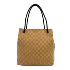 Gucci GG Pattern Logo Canvas Leather Tote Shoulder Bag Beige Brown — view 3