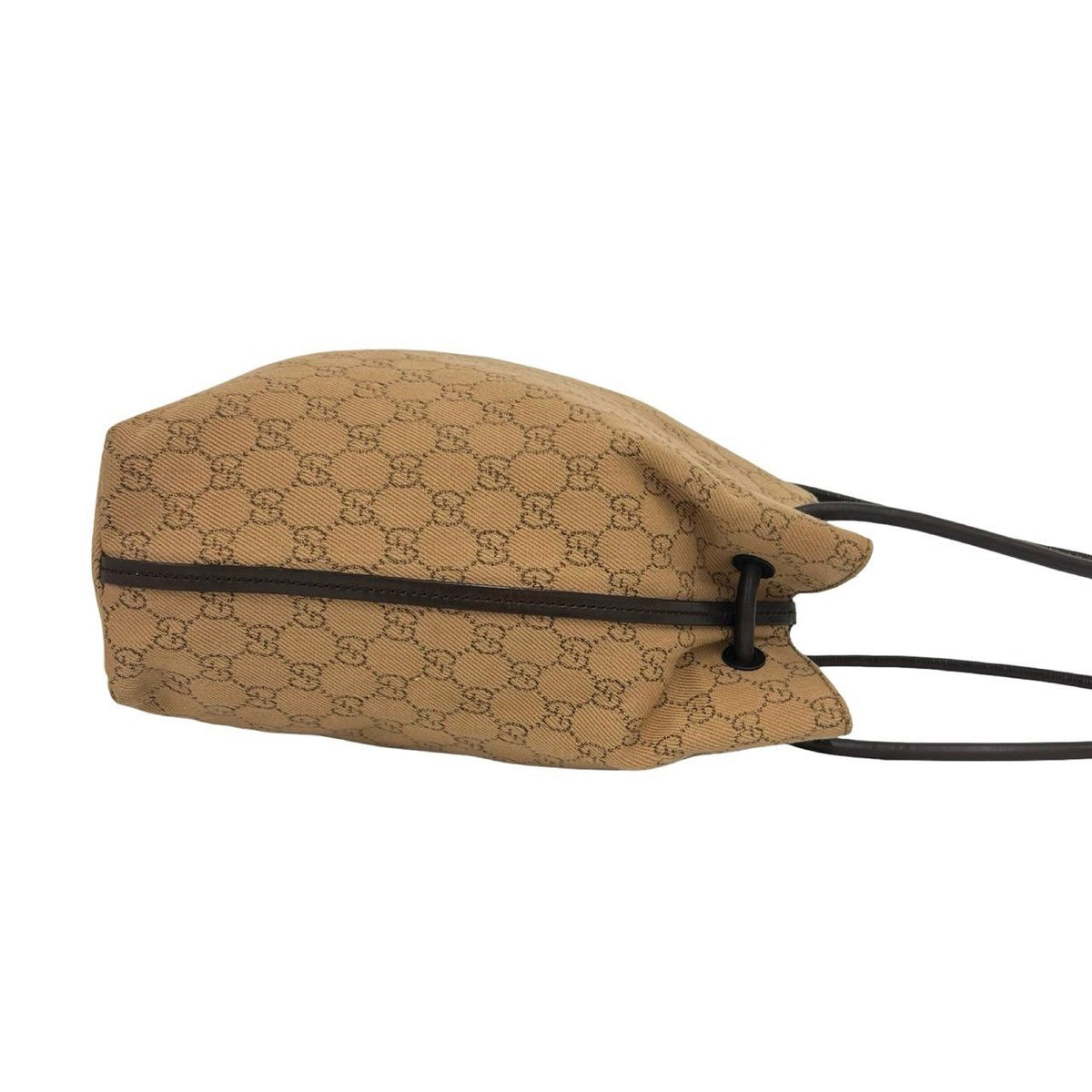 Gucci GG Pattern Logo Canvas Leather Tote Shoulder Bag Beige Brown — view 6