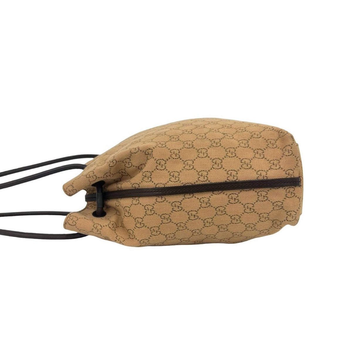 Gucci GG Pattern Logo Canvas Leather Tote Shoulder Bag Beige Brown — view 5
