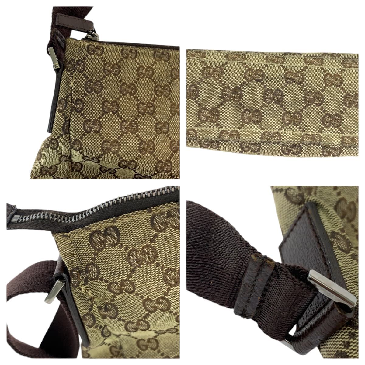 Gucci Brown Beige Silver GG Canvas Shoulder Bag — view 6