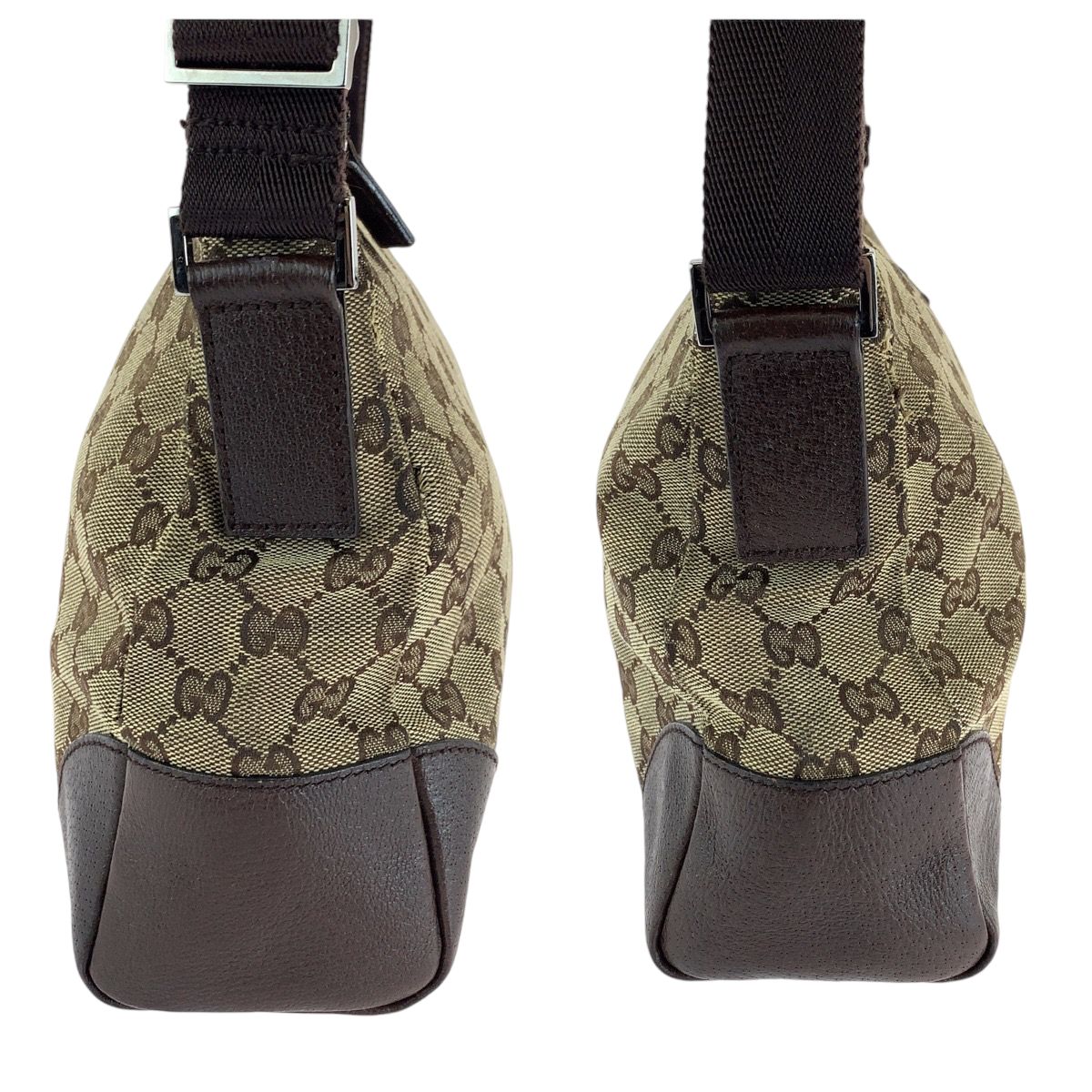 Gucci Brown Beige Silver GG Canvas Shoulder Bag — view 8