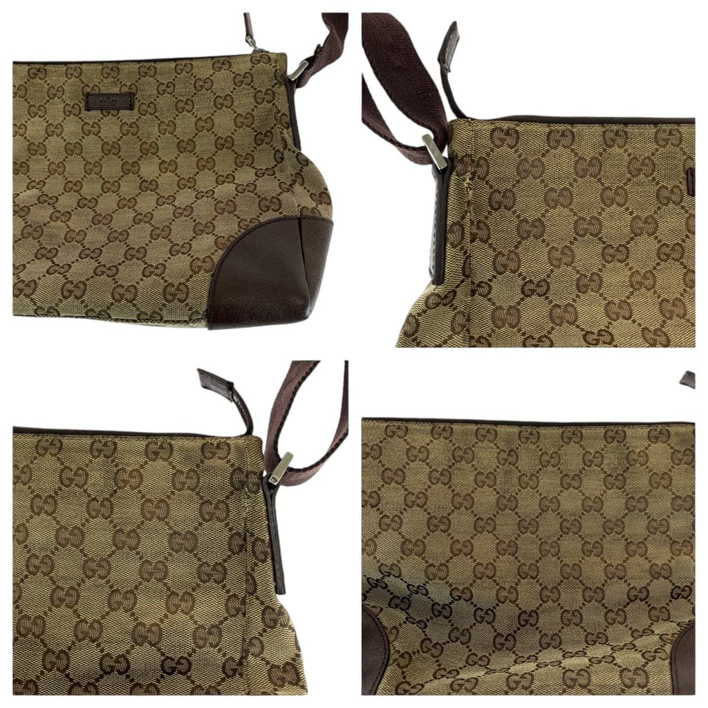 Gucci Brown Beige Silver GG Canvas Shoulder Bag — view 5