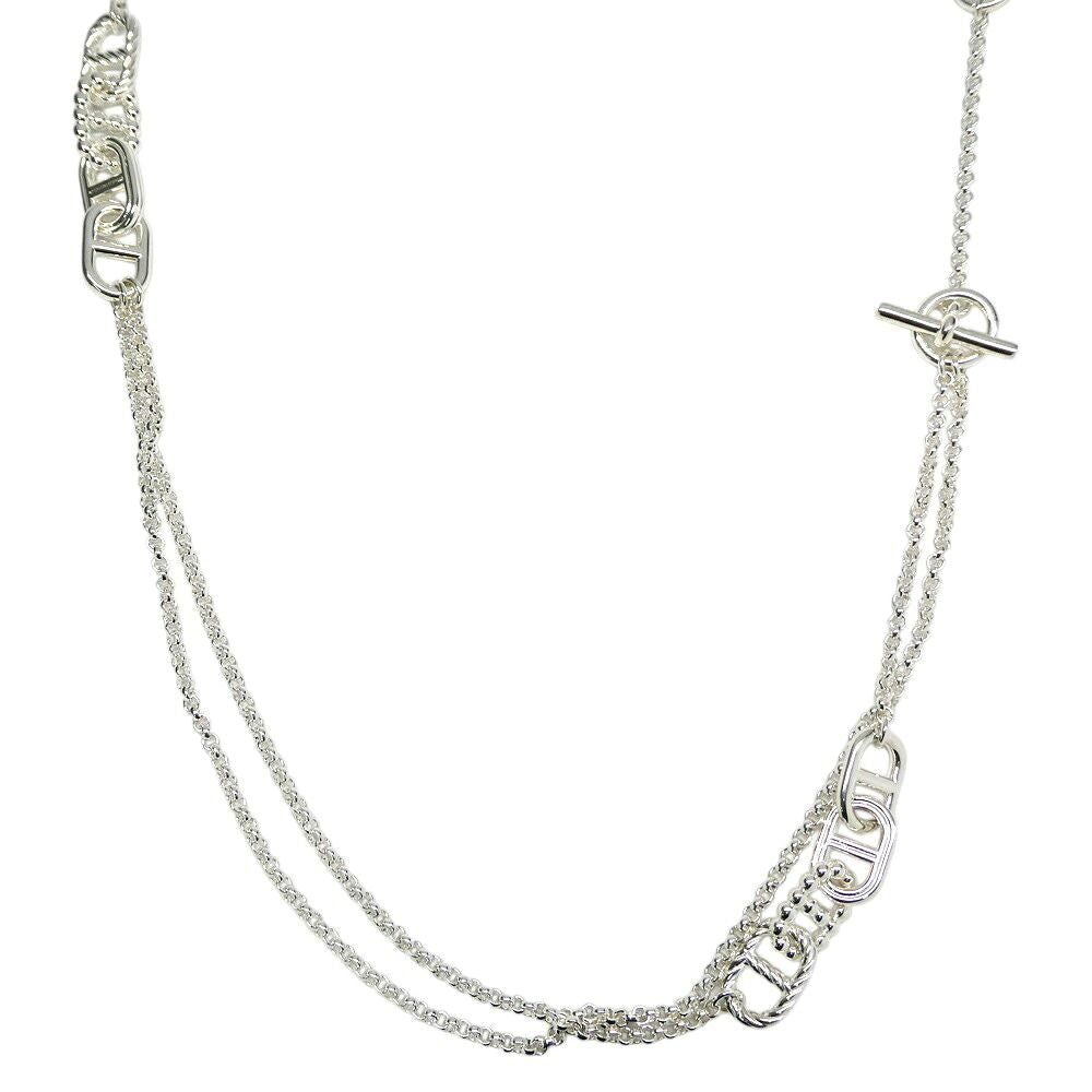Hermes Chaine D'ancre Alea Long Necklace Silver
