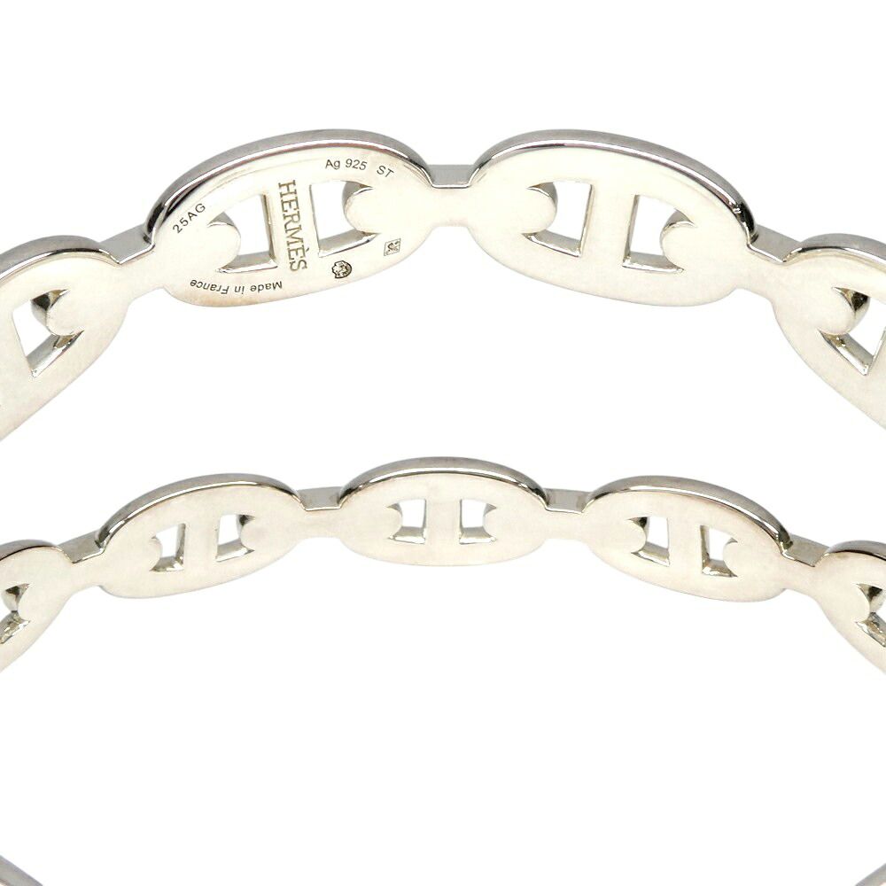 Hermes Bracelet Chaine D'ancre Enchainee Double Bangle S Silver — view 6