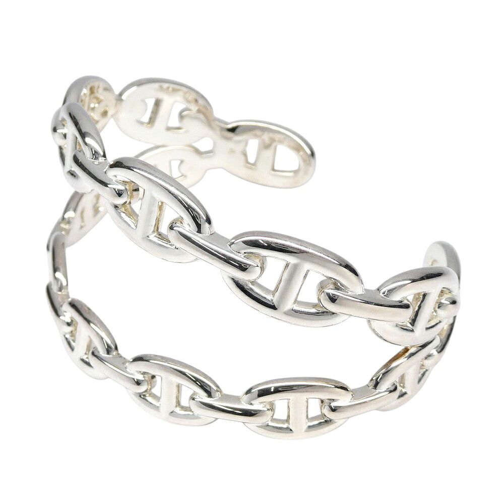 Hermes Bracelet Chaine D'ancre Enchainee Double Bangle S Silver — view 3