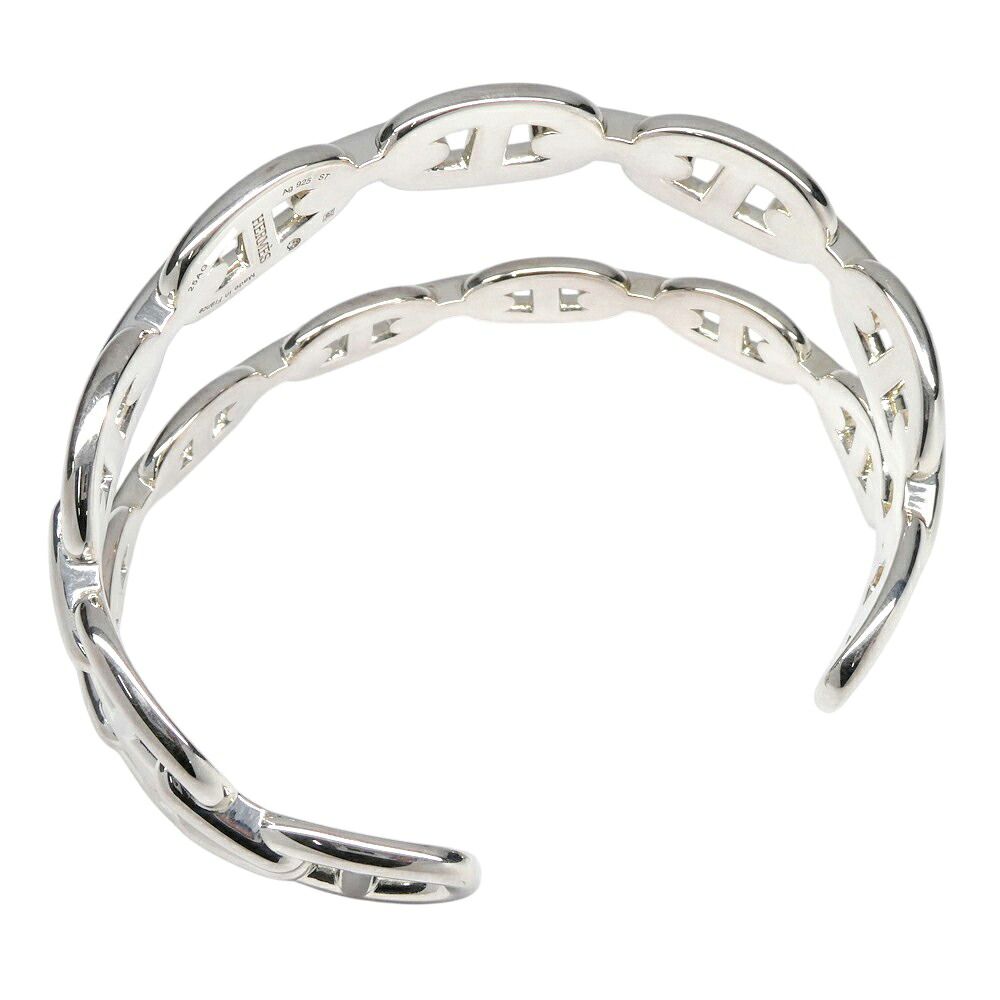 Hermes Bracelet Chaine D'ancre Enchainee Double Bangle S Silver — view 5