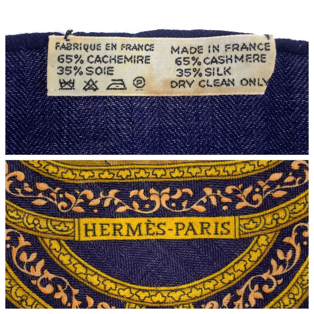 Hermes Qalamdan Carre 90 Navy Multicolor Silk Scarf — view 3