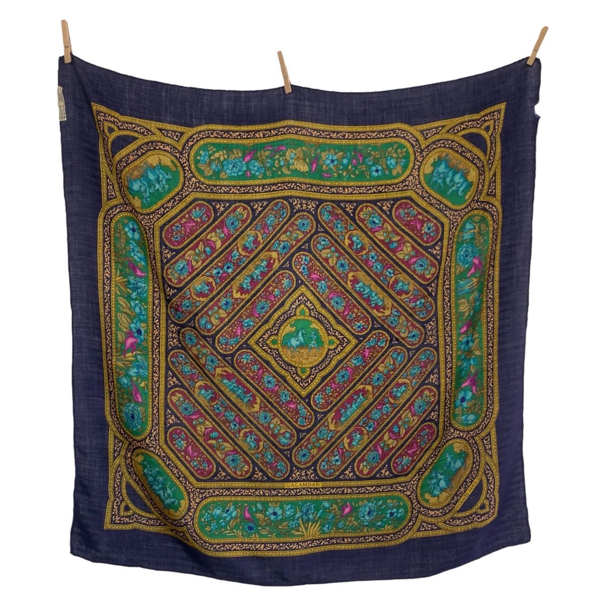 Hermes Qalamdan Carre 90 Navy Multicolor Silk Scarf — view 2
