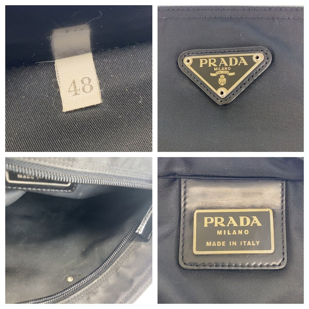 Prada Tessuto Black Silver Nylon Shoulder Bag — view 3