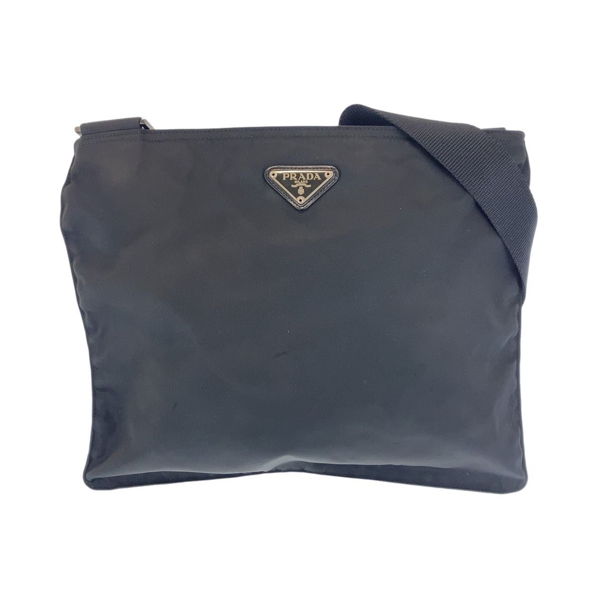 Prada Tessuto Black Silver Nylon Shoulder Bag