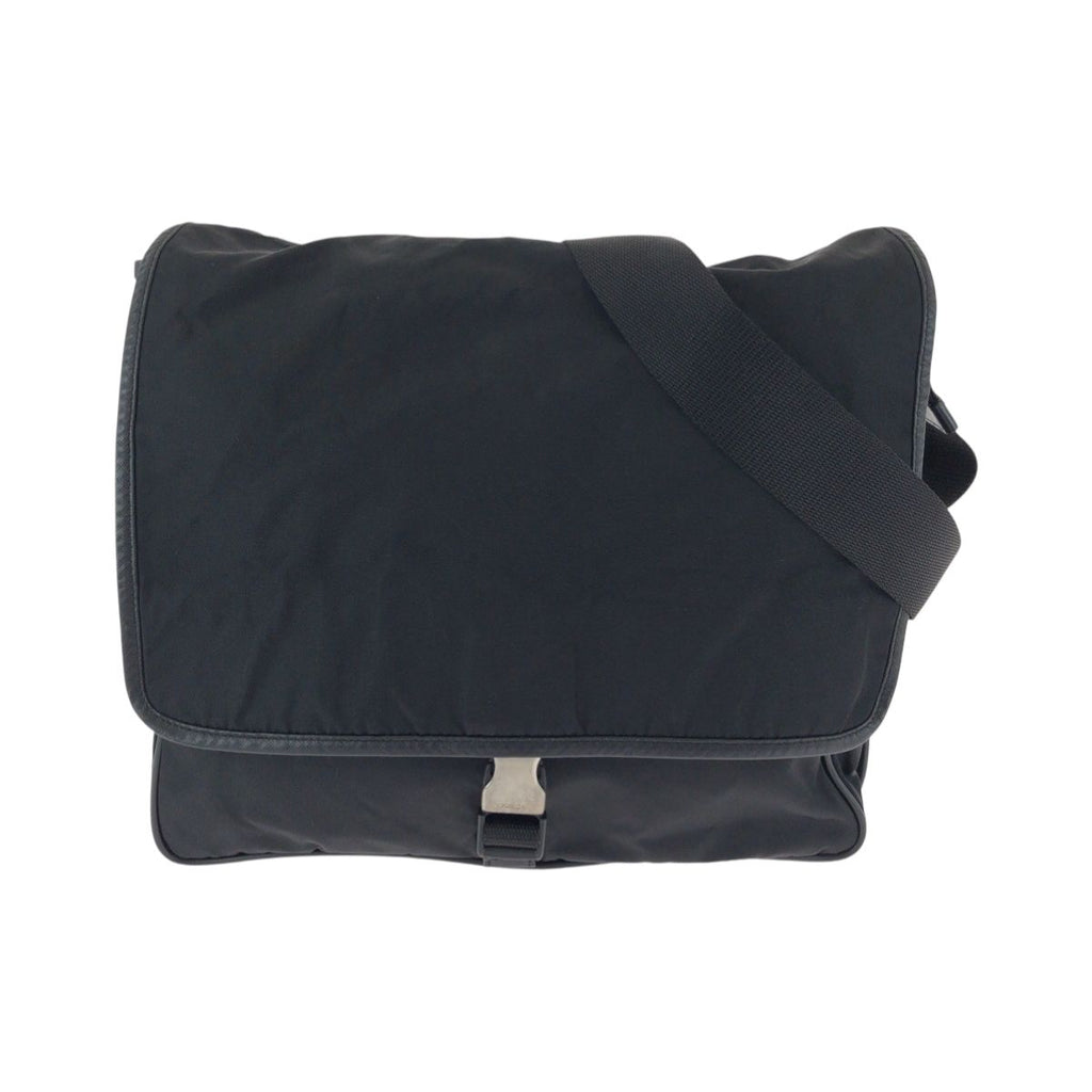 Prada Tessuto Black Silver Nylon Shoulder Bag