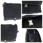 Prada Tessuto Black Silver Nylon Shoulder Bag — view 6