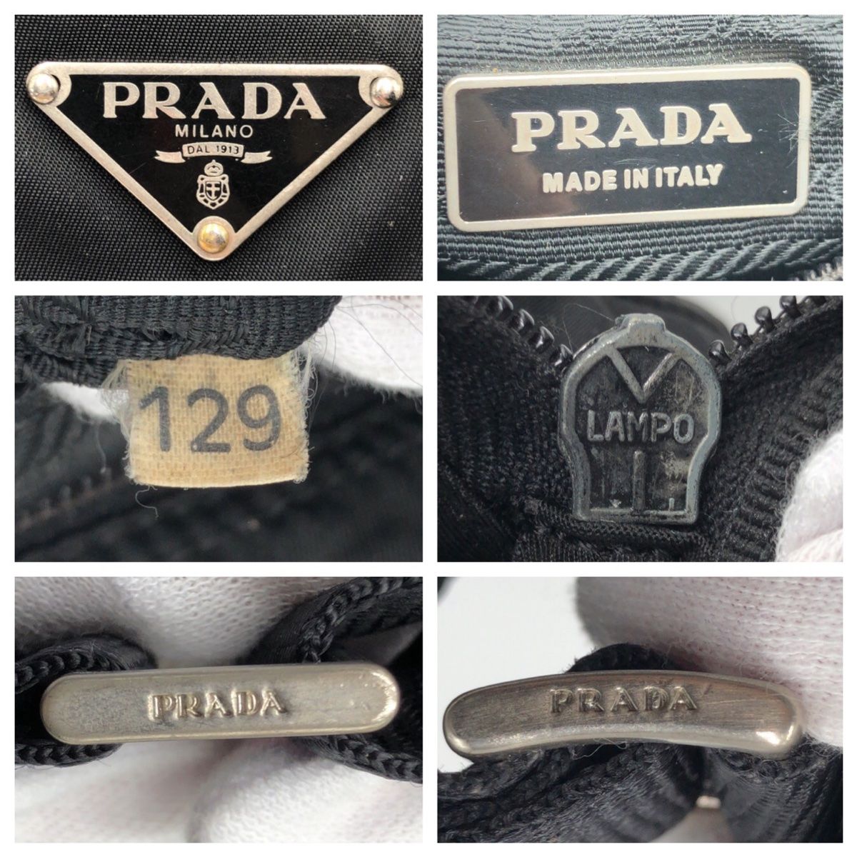 Prada Tessuto Black Silver Nylon Shoulder Bag Pochette — view 3