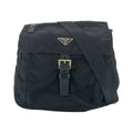 Prada Tessuto Black Silver Nylon Shoulder Bag Pochette