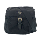 Prada Tessuto Black Silver Nylon Shoulder Bag Pochette