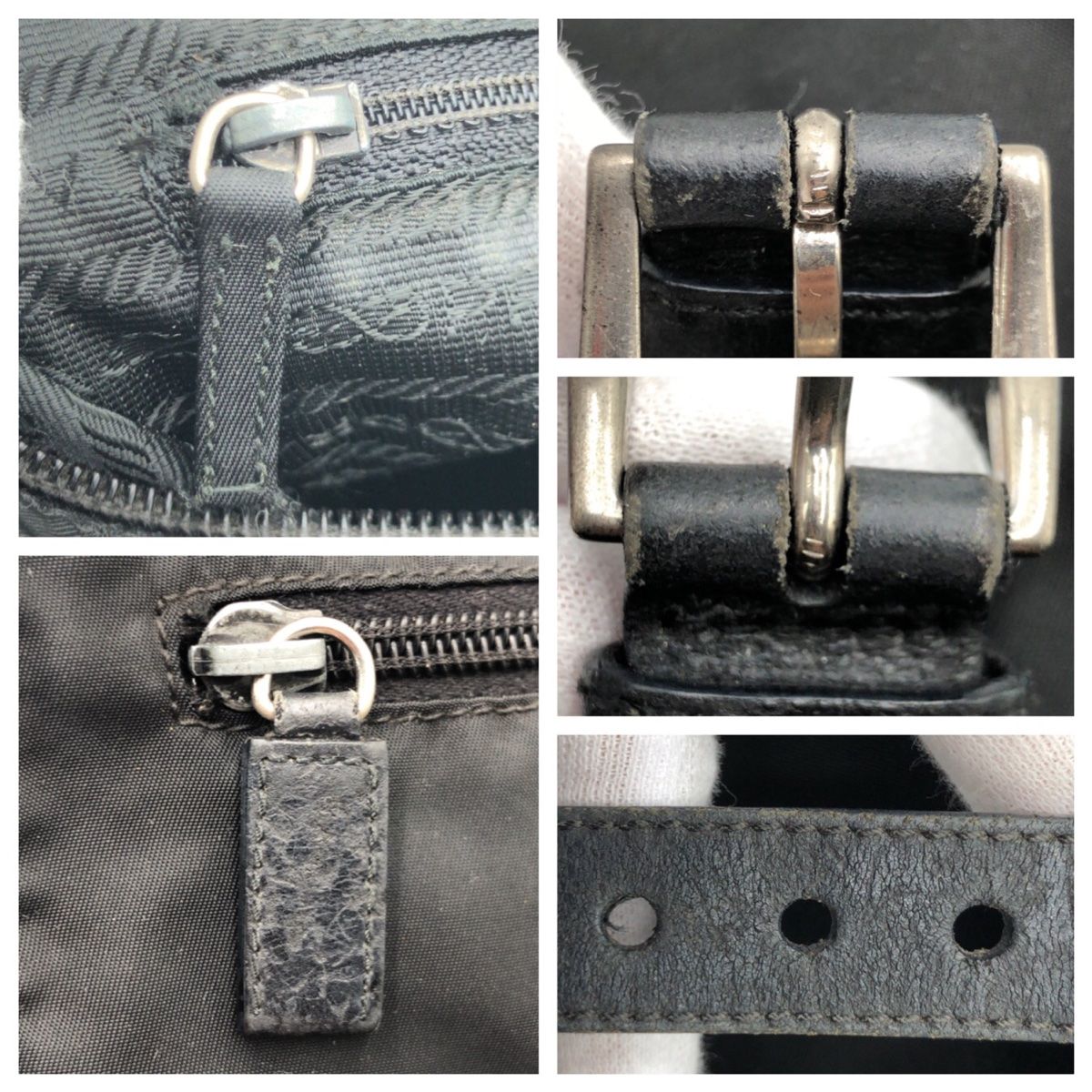 Prada Tessuto Black Silver Nylon Shoulder Bag Pochette — view 6