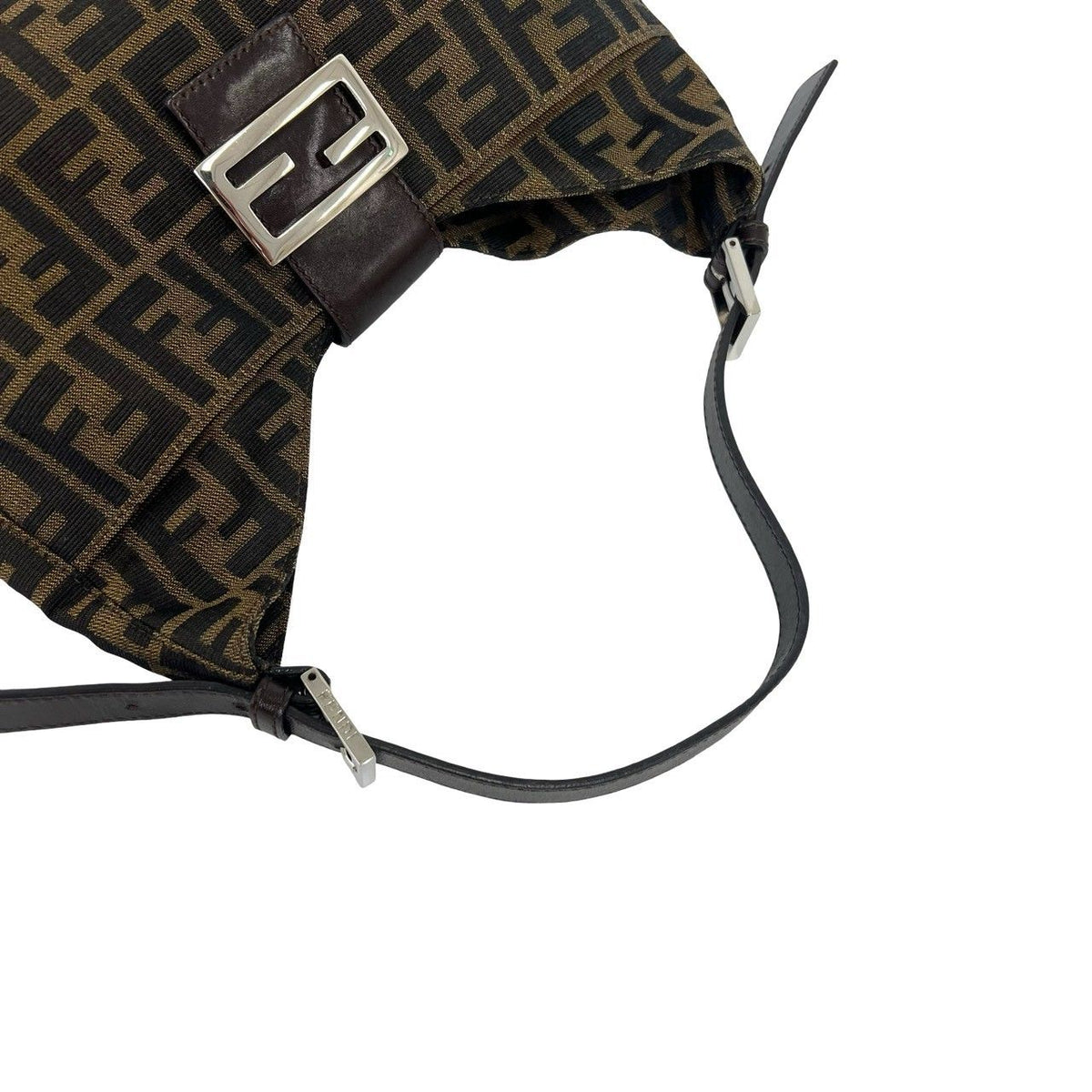 Fendi Zucca FF Pattern Canvas Leather Shoulder Bag Tote Brown — view 4