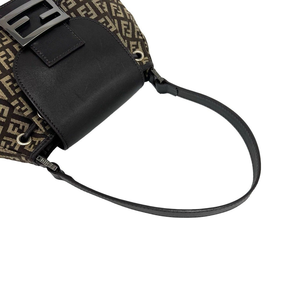Fendi Zucchino FF Pattern Canvas Leather Shoulder Bag Brown Beige — view 4
