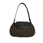 Fendi Zucchino FF Pattern Canvas Leather Shoulder Bag Brown Beige — view 3