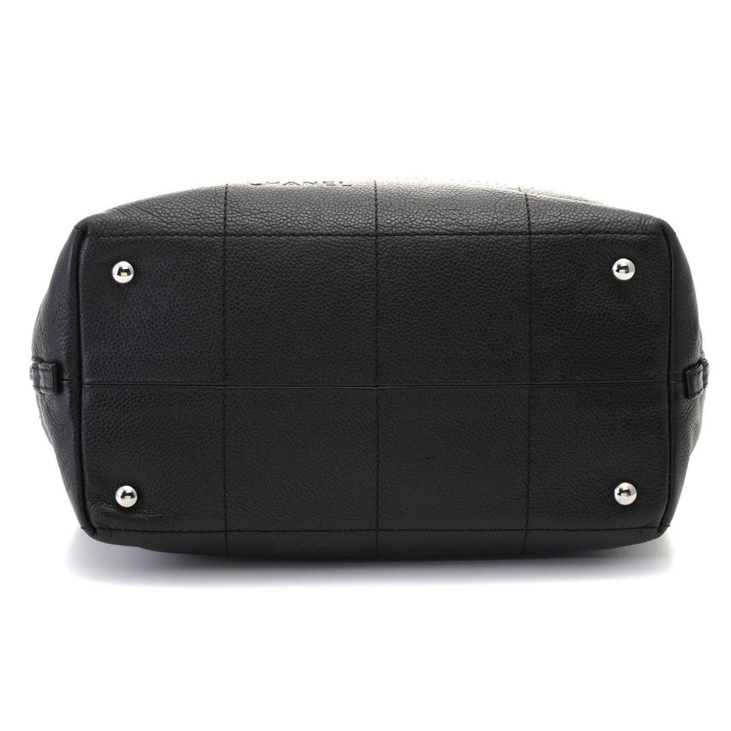 Chanel Choco Bar Line Black Silver Handbag Caviar Leather — view 3