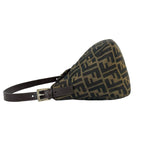 Fendi Zucca FF Pattern Canvas Leather Shoulder Bag Brown Black — view 5