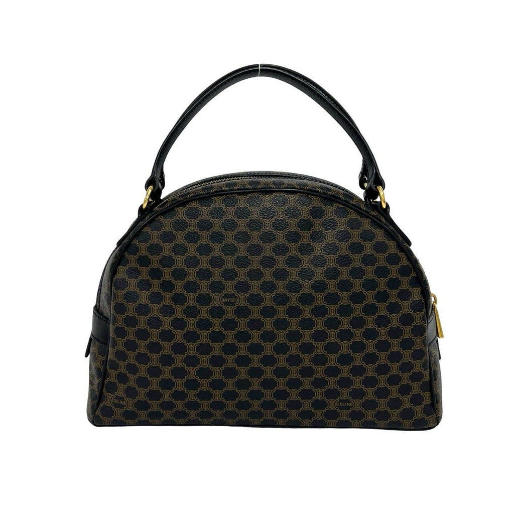 Celine Vintage Macadam Blason Pattern Triomphe Leather Mini Boston Bag Black — view 3