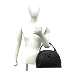 Celine Vintage Macadam Blason Pattern Triomphe Leather Mini Boston Bag Black — view 2