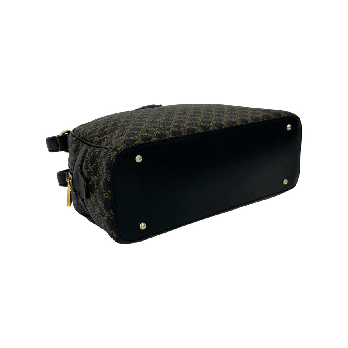 Celine Vintage Macadam Blason Pattern Triomphe Leather Mini Boston Bag Black — view 7