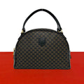 Celine Vintage Macadam Blason Pattern Triomphe Leather Mini Boston Bag Black