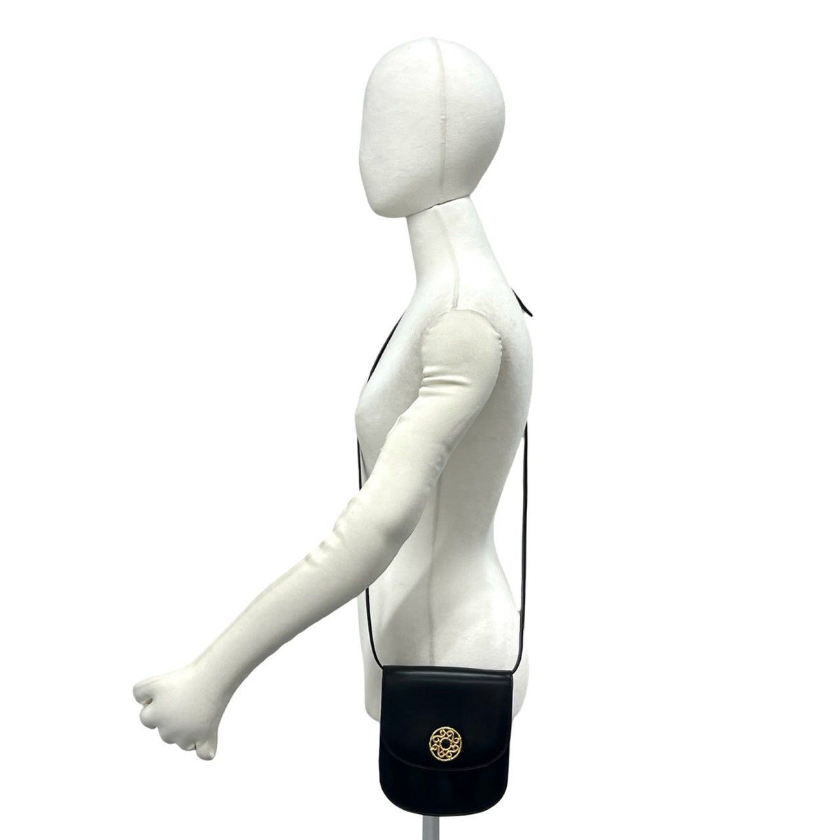 Celine Vintage Circle Calf Leather Mini Shoulder Bag Pochette Black — view 2