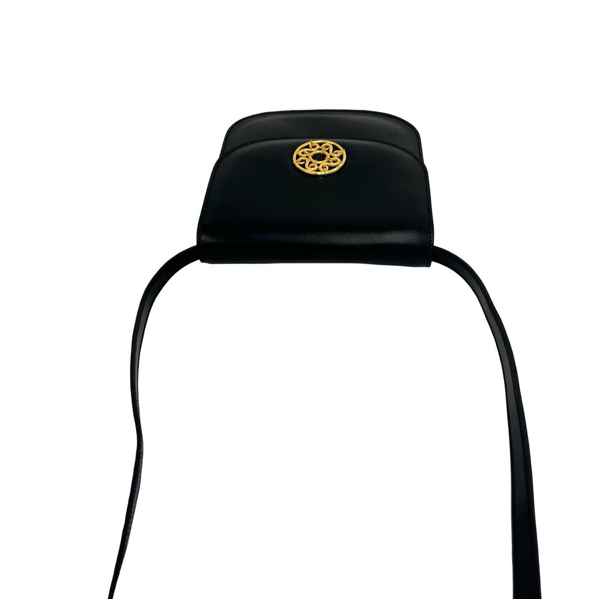 Celine Vintage Circle Calf Leather Mini Shoulder Bag Pochette Black — view 4