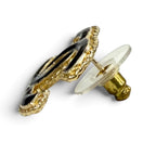 Chanel CC Logo Metal Earrings Gold Black — view 3