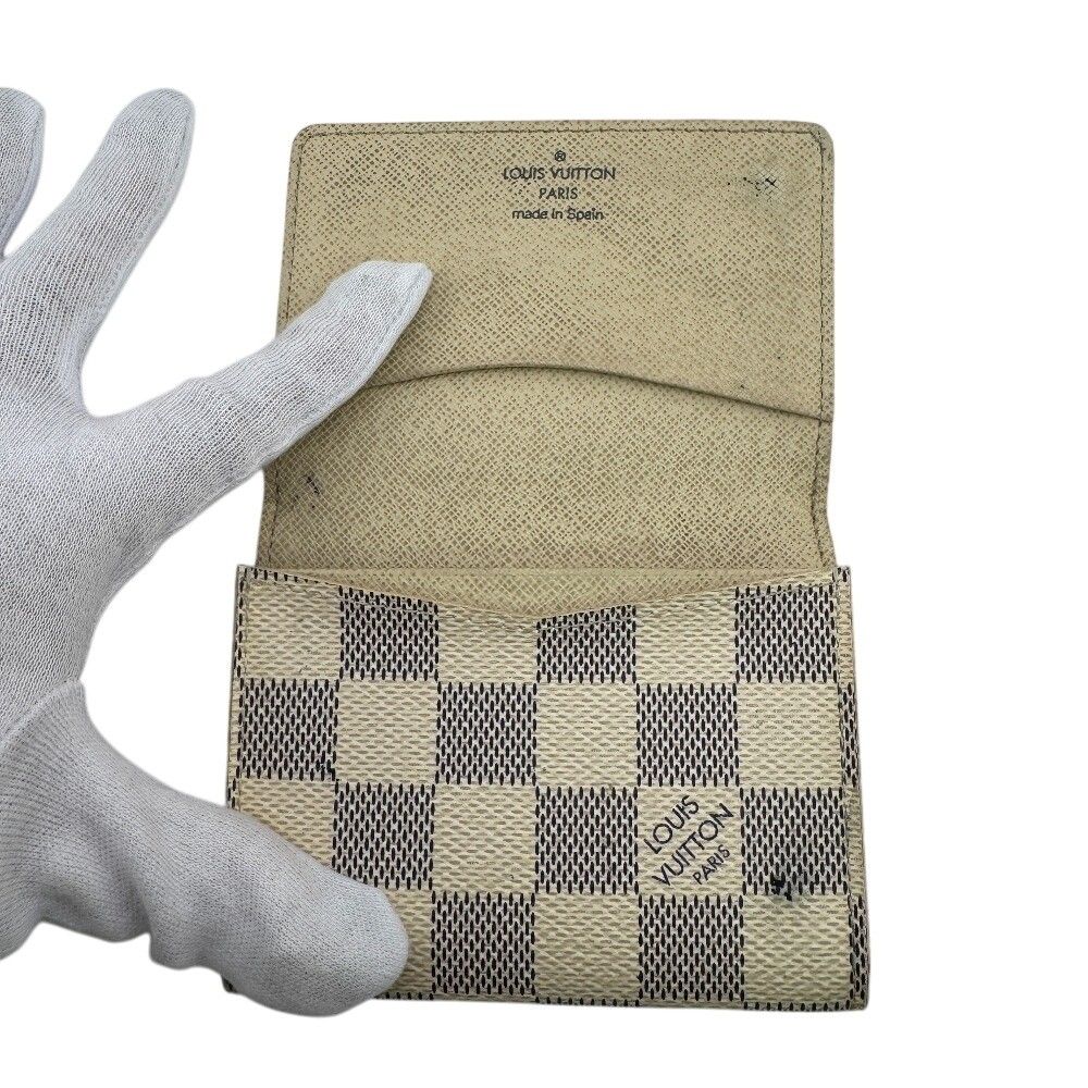 Louis Vuitton Damier Azur Envelope Business Card Holder Leather White Case — view 6