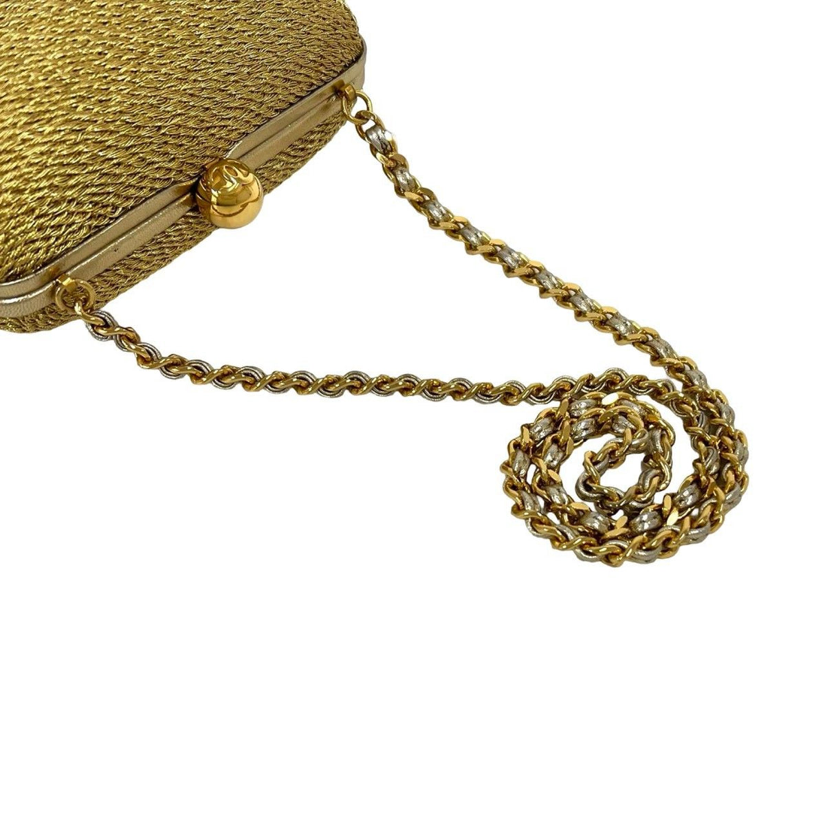Chanel Vintage Coco Glitter Canvas Kiss Lock Chain Shoulder Bag — view 4