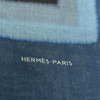 Hermes Carre Geant Cashmere Silk Chain All Over Print Large Shawl Scarf Navy — view 7
