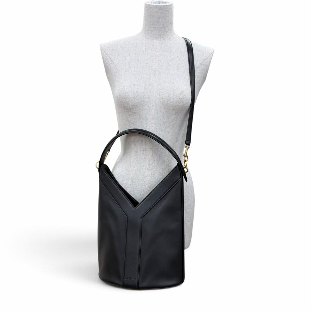 Saint Laurent Leather Top Handle 2-Way Shoulder Bag Black — view 3