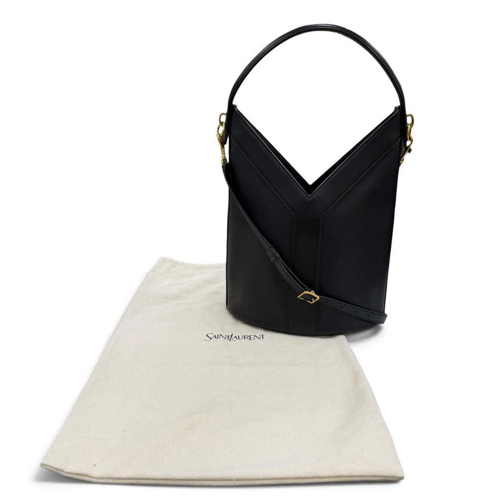Saint Laurent Leather Top Handle 2-Way Shoulder Bag Black — view 2