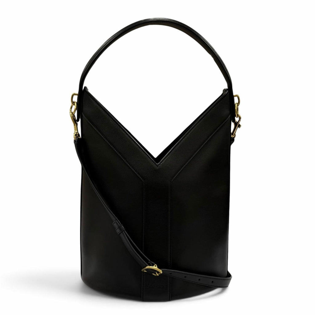 Saint Laurent Leather Top Handle 2-Way Shoulder Bag Black