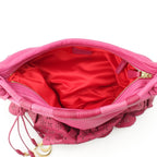 Dior Gypsy Leather Ruffle Hobo Shoulder Handbag Fuchsia Pink — view 6
