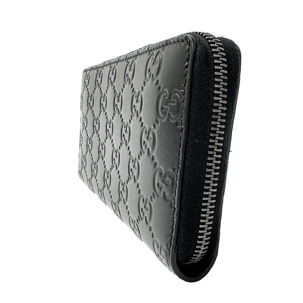 Gucci Wallet Guccissima Leather Black Zip Around Logo — view 4