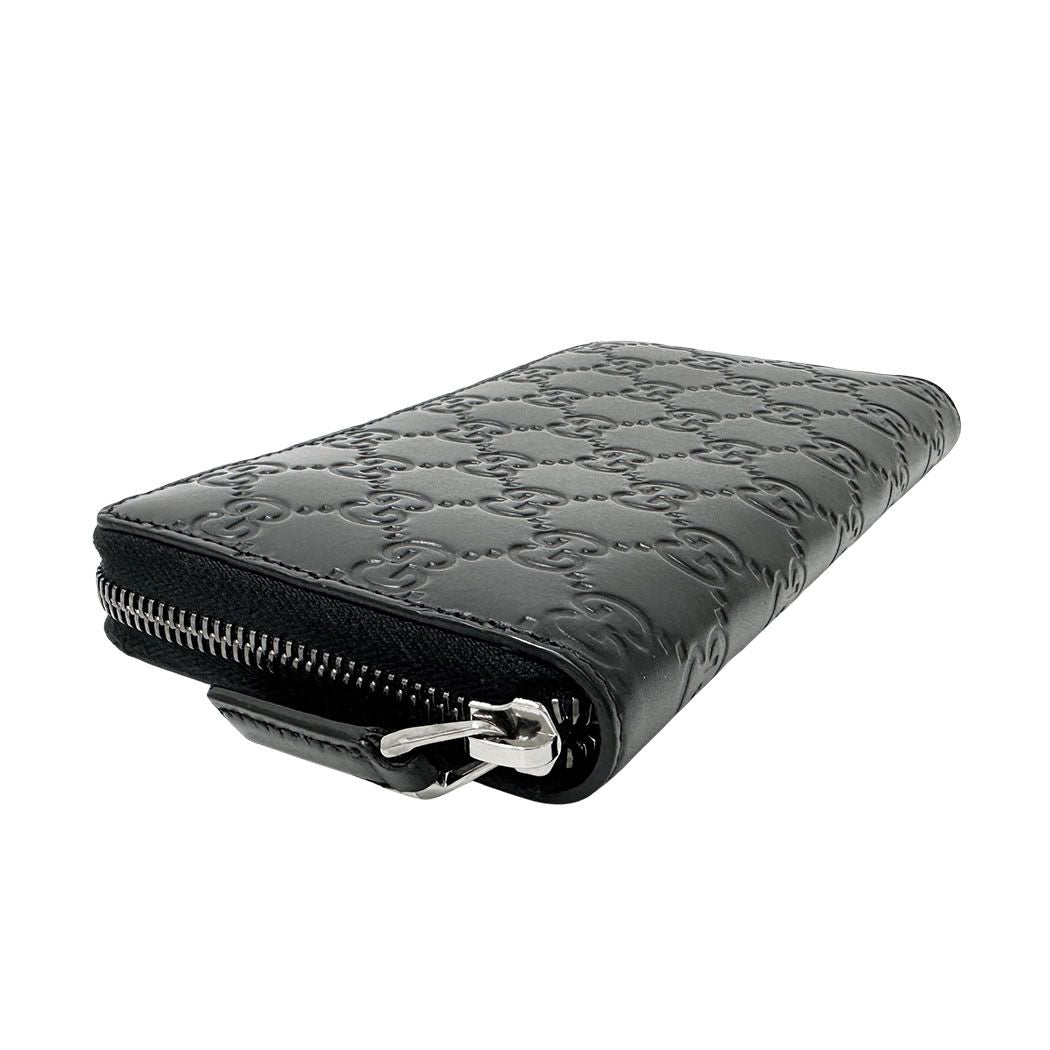 Gucci Wallet Guccissima Leather Black Zip Around Logo — view 3