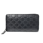 Gucci Wallet Guccissima Leather Black Zip Around Logo