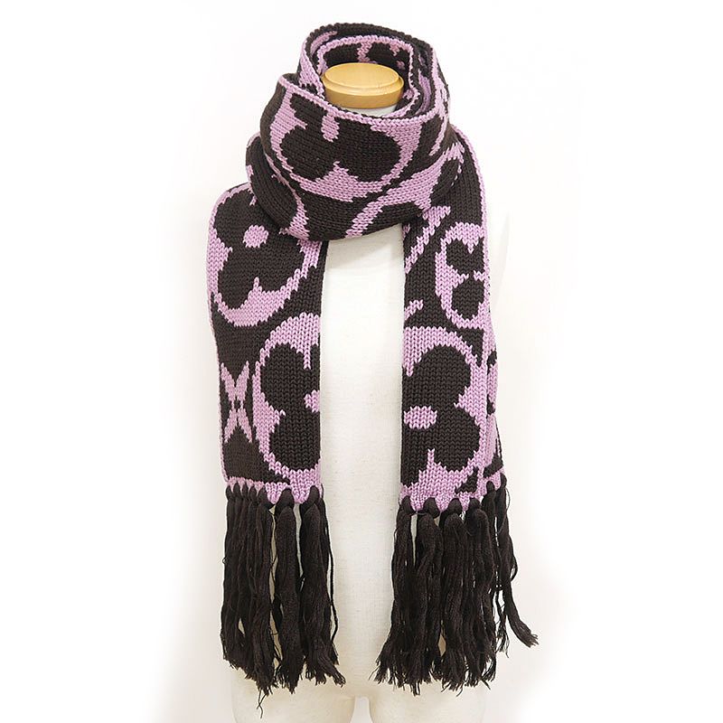 Louis Vuitton LV Echarpe Grand Floor Scarf Brown Pink Wool — view 6