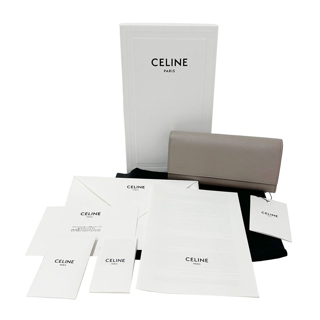 Celine Wallet Leather Greige Flap Style Simple Feminine Mini — view 5