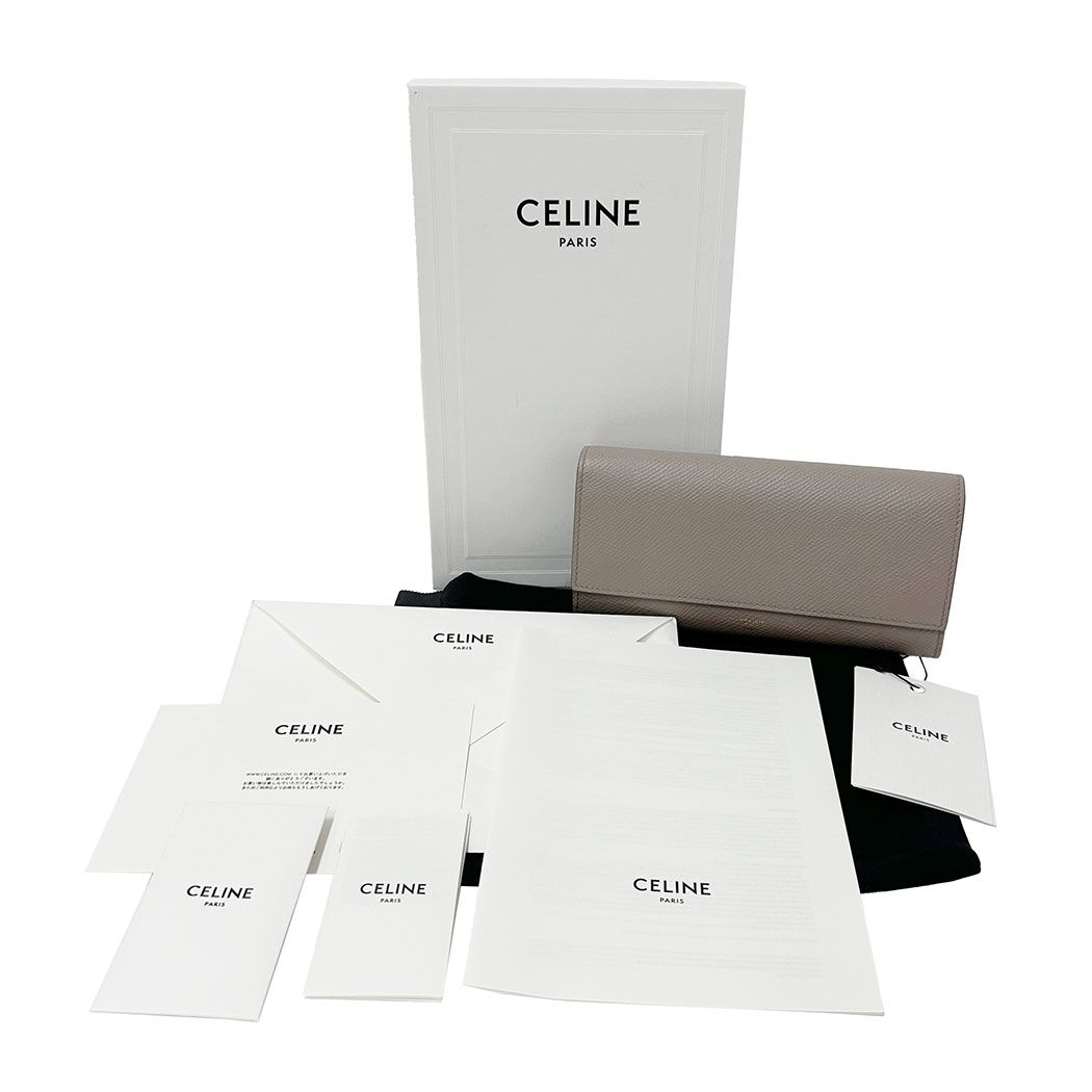 Celine Wallet Leather Greige Flap Style Simple Feminine Mini — view 5